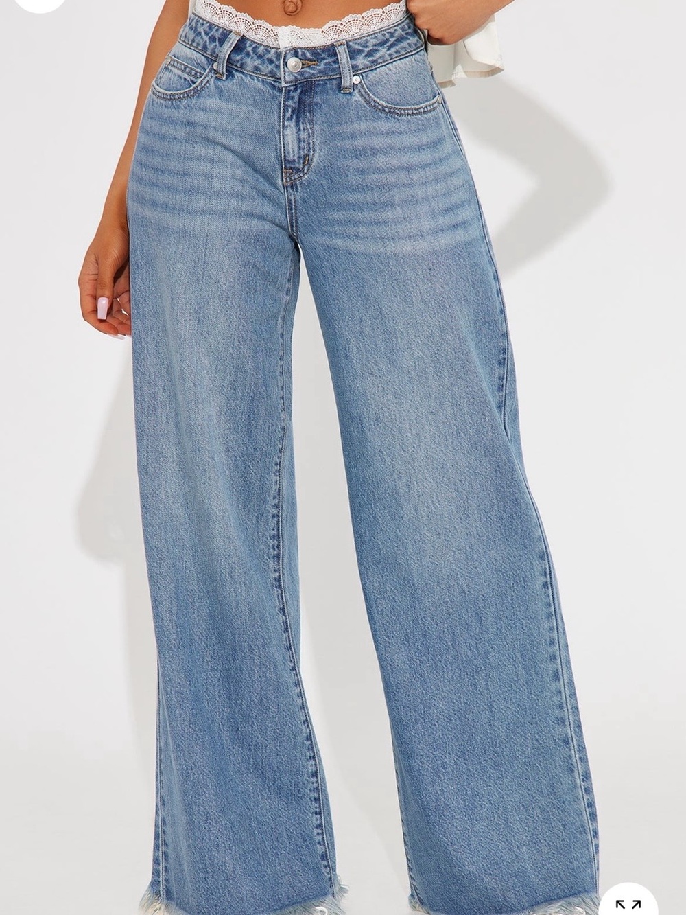 Brand New | Never Worn | Blue Lace Trim Wide Leg Jeans | Size 7